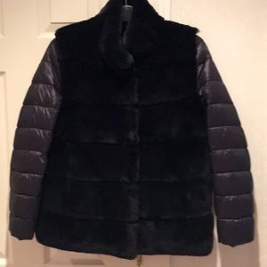 A rabbit fur and nylon jacket
